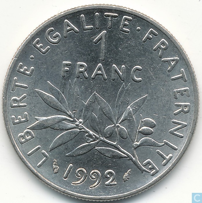 France 1 franc 1992 France  vos pièces sur LastDodo