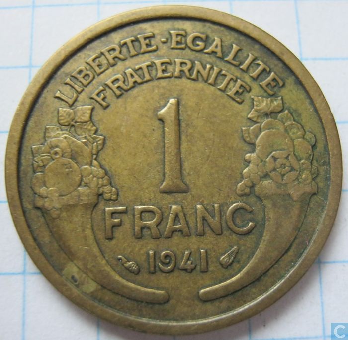 France 1 franc 1941 (aluminiumbronze) France  vos pièces sur LastDodo