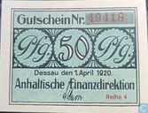 Anhalt, Finanzdirektion 50 Pfennig 1921