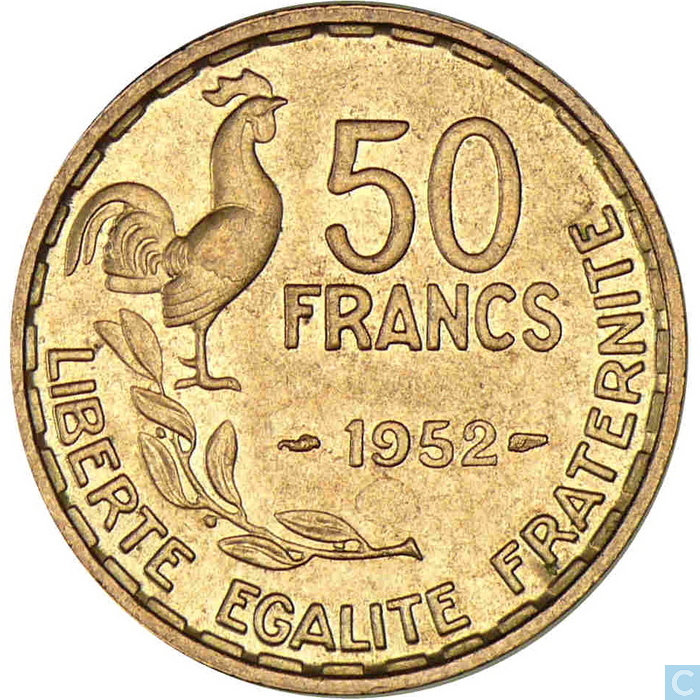 France 50 francs 1952 (sans B) France  vos pièces sur LastDodo