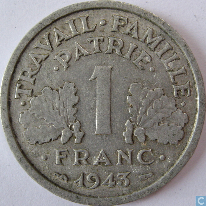 France 1 franc 1943 (sans B) France  vos pièces sur LastDodo