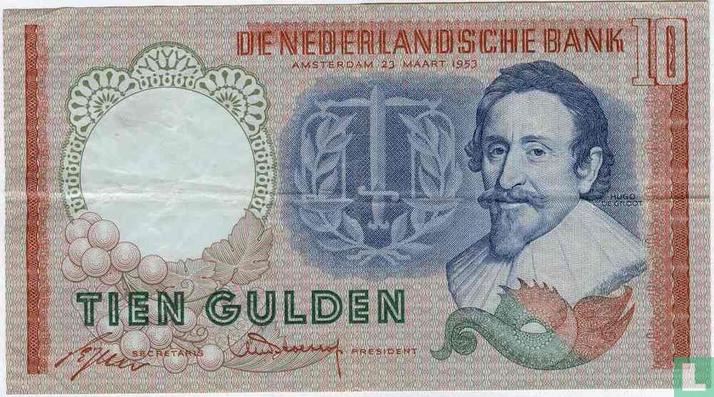 10 guilder Netherlands 1953