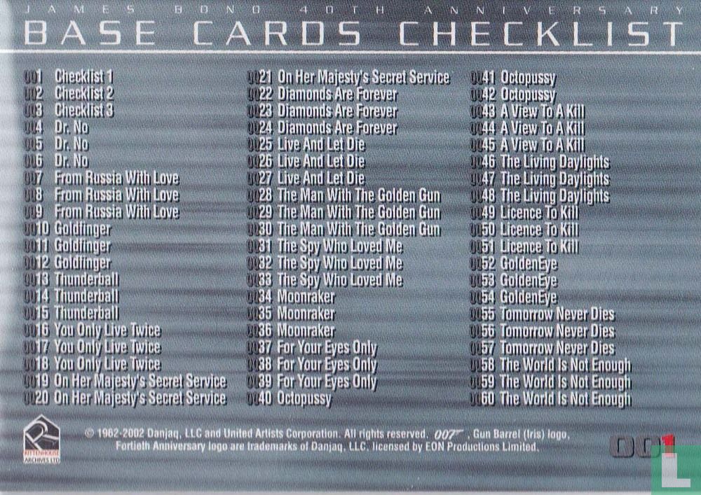 40th ann. base cards checklist