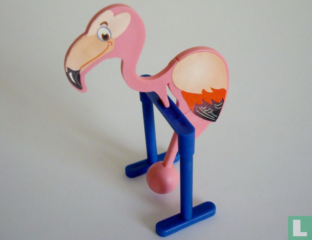 Flamingo on perch