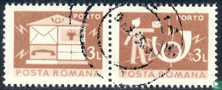 Brievenbus, postbode en posthoorn