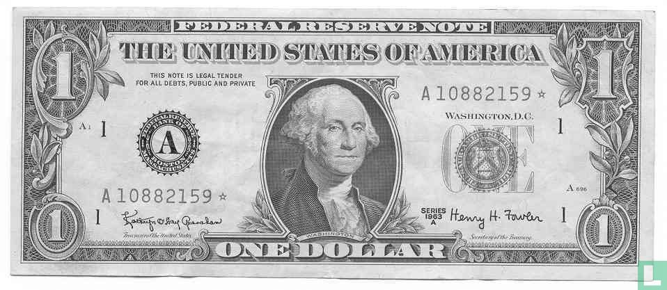 Other & unclassified - 1963 USA The United States of America GEORGE  WASHINGTON ONE DOLLAR $ 1 Banknote Currency (#151) Fine