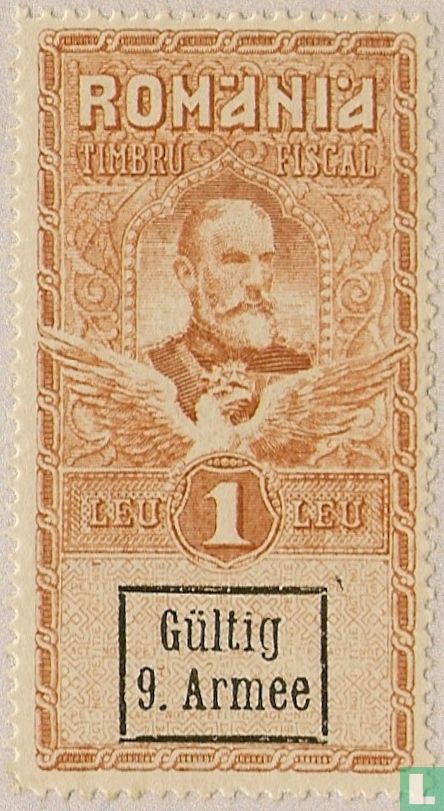 Carol I, met opdruk "Gültig 9. Armee"