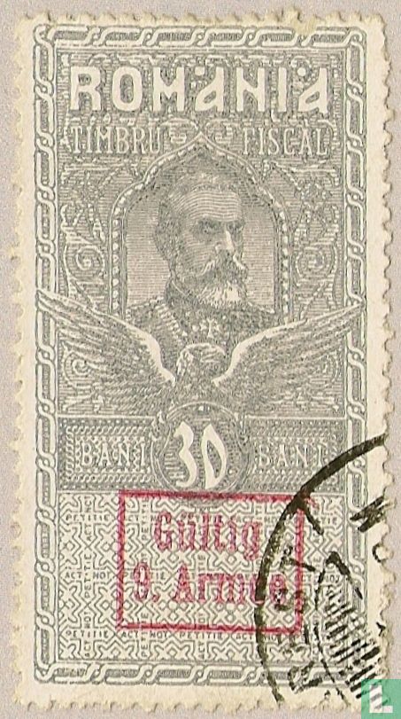 Carol I, met opdruk "Gültig 9. Armee"