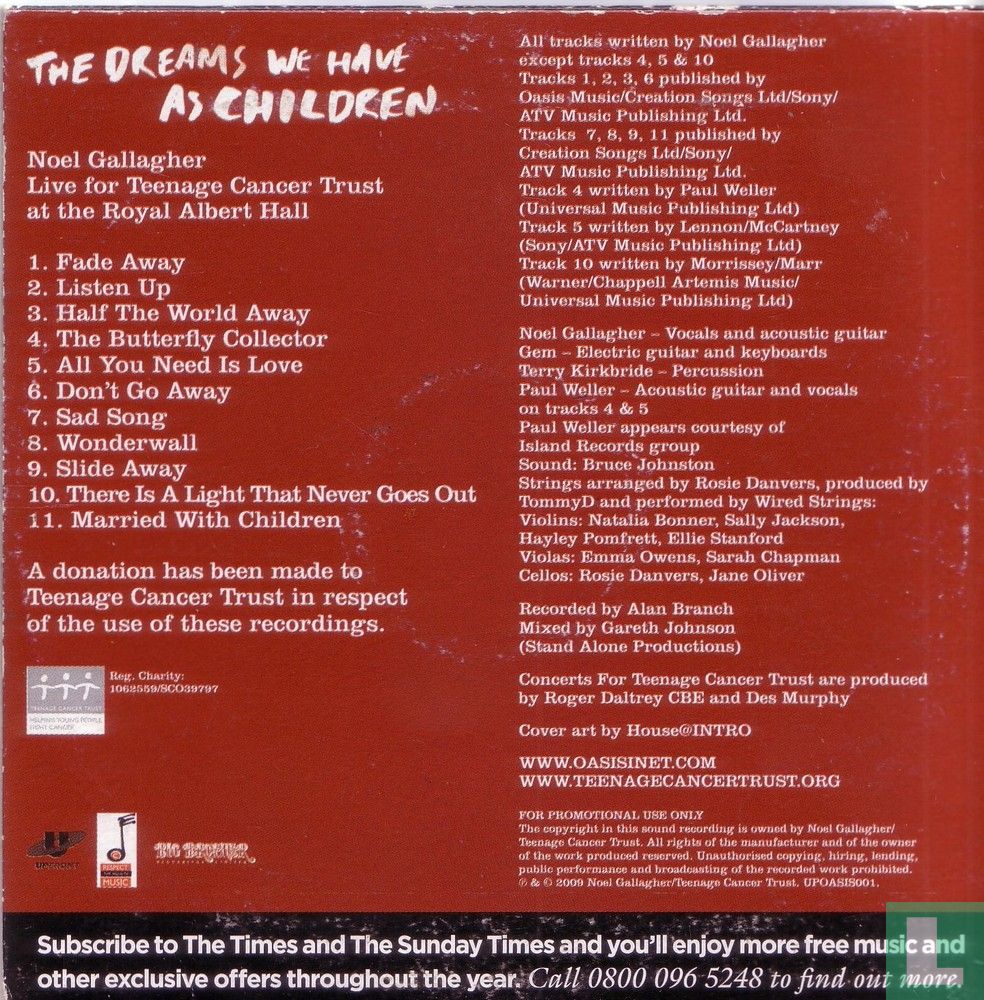 The dreams we have as children CD: ? (2009) - Gallagher, Noel