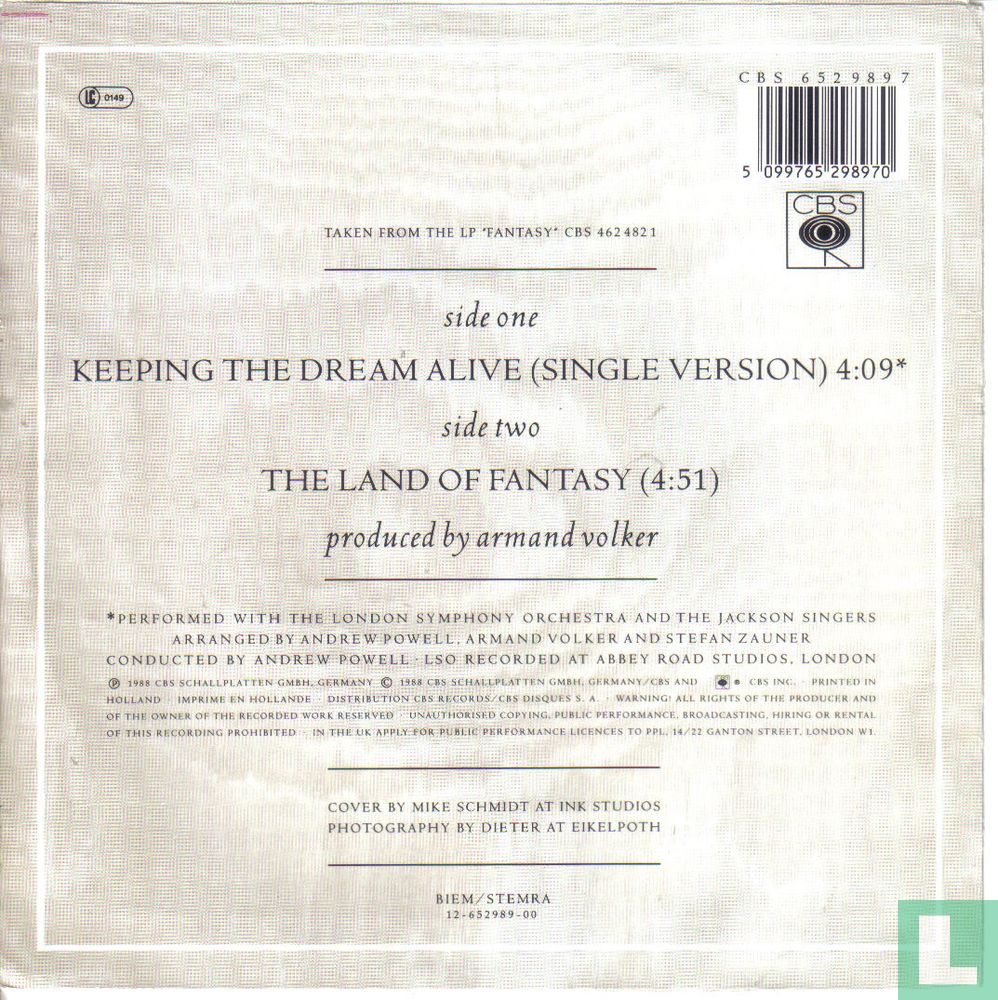 Keeping the dream alive Single CBS 652989 7 (1988) - Münchener Freiheit ...