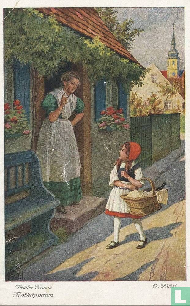 Roodkapje vertrek thuis Rotkäppchen