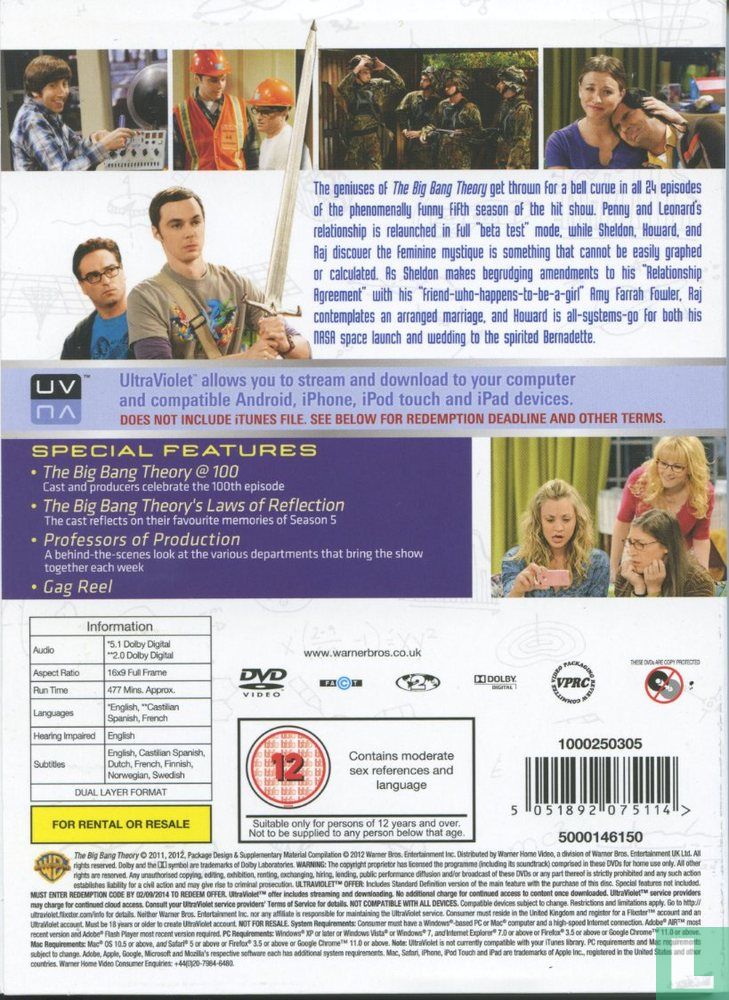 The Big Bang Theory: The Complete Fifth Season DVD 5 (2012) - DVD ...