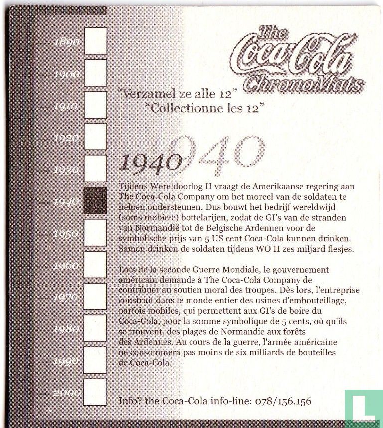 The Coca Cola ChronoMats 1940 - Coca Cola - LastDodo