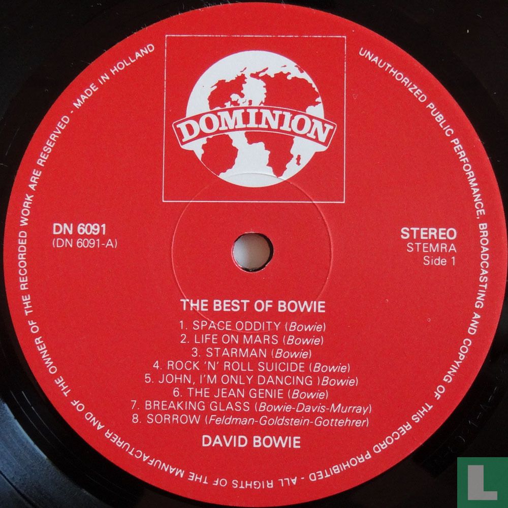 The Best of Bowie LP DN 6091 (1980) - Jones, David - LastDodo