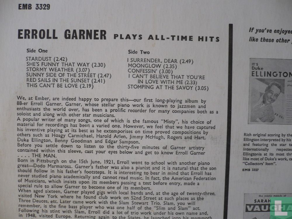 Erroll Garner Plays All-Time Hits