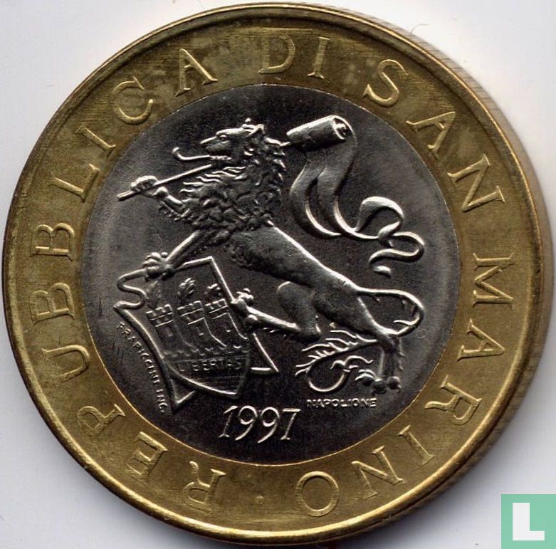 San Marino 1000 lire 1997 "Millennium Building of castle"