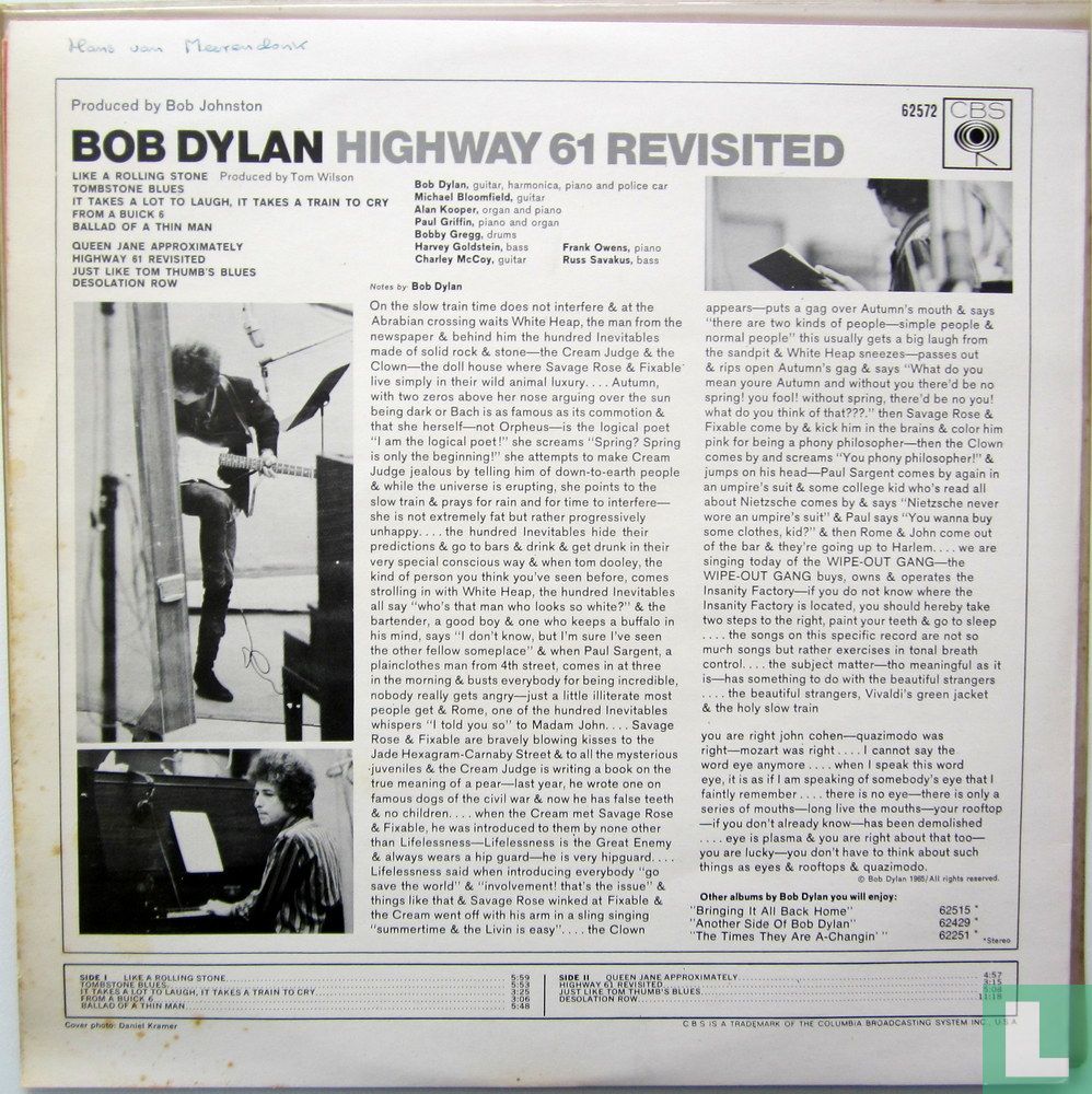 Highway 61 Revisited LP 62572 (1965) - Dylan, Bob - LastDodo