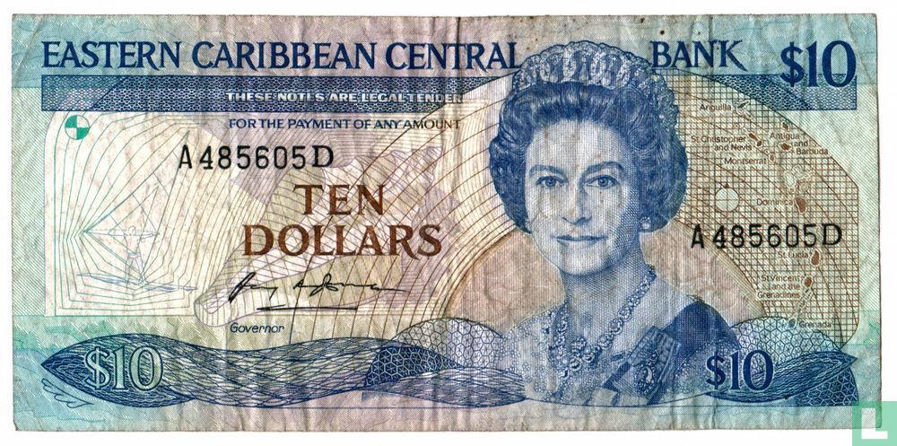 10 Eastern Caribbean Dollars Anguilla