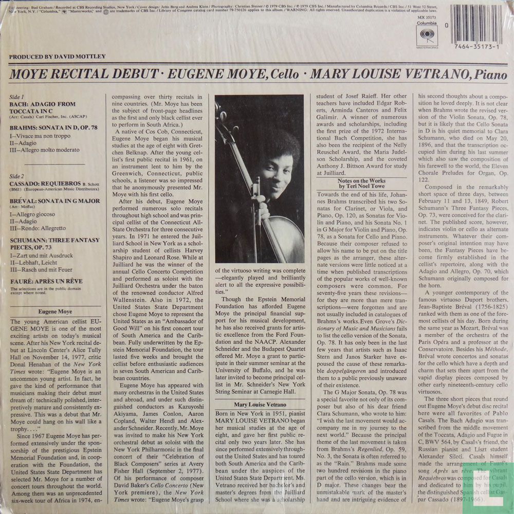 Eugene Moye, debut recording