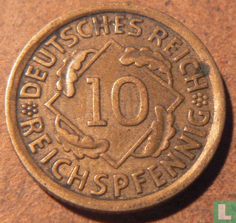 Duitse Rijk 10 reichspfennig 1929 (J) KM# 40 (1929) - Duitsland - LastDodo