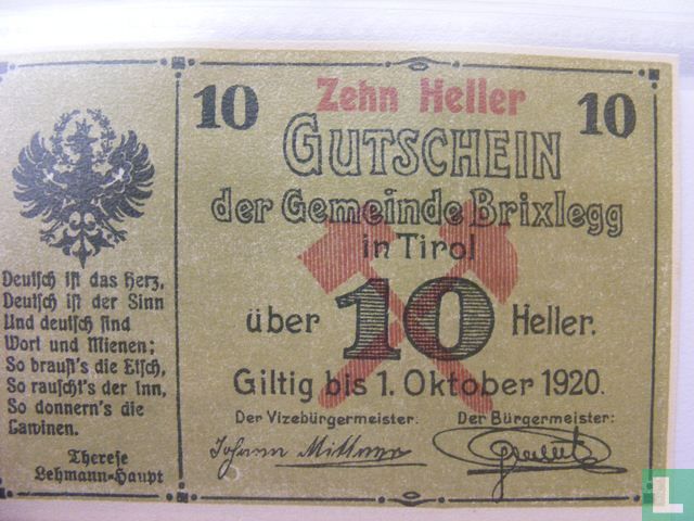 Brixlegg 10 Heller 1920