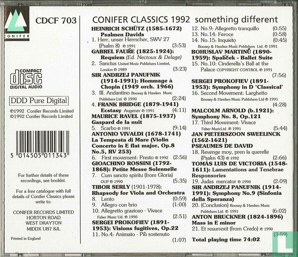 Conifer Classics 1992 / Something Different