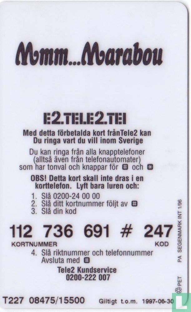 Telekort - Värde 10 Kronor - E2.TELE2.TEL