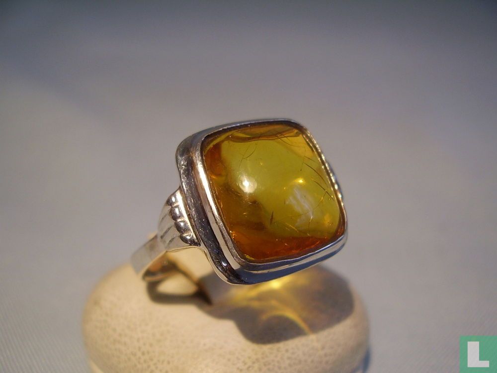 Bernstein Ring Silber 800 Honigbernstein