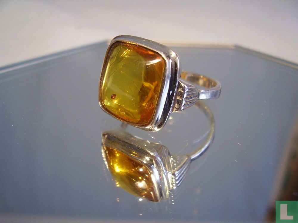Bernstein Ring Silber 800 Honigbernstein