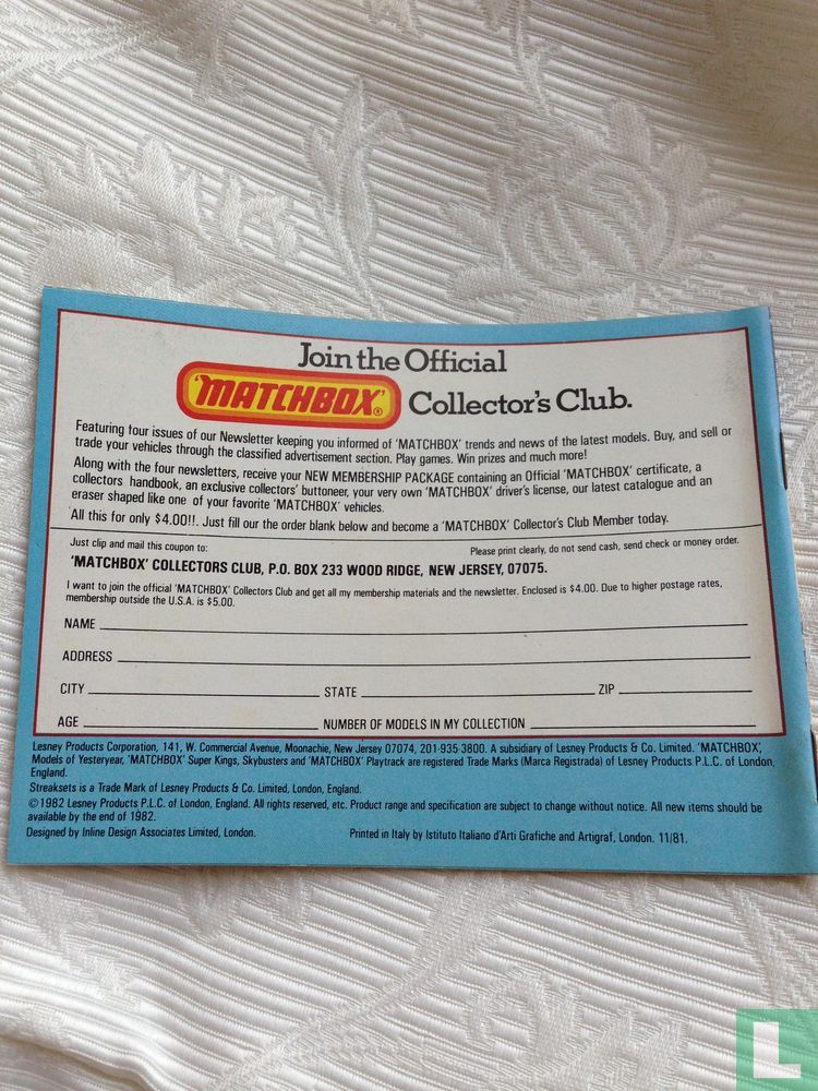 Matchbox Catalogus 1982/83