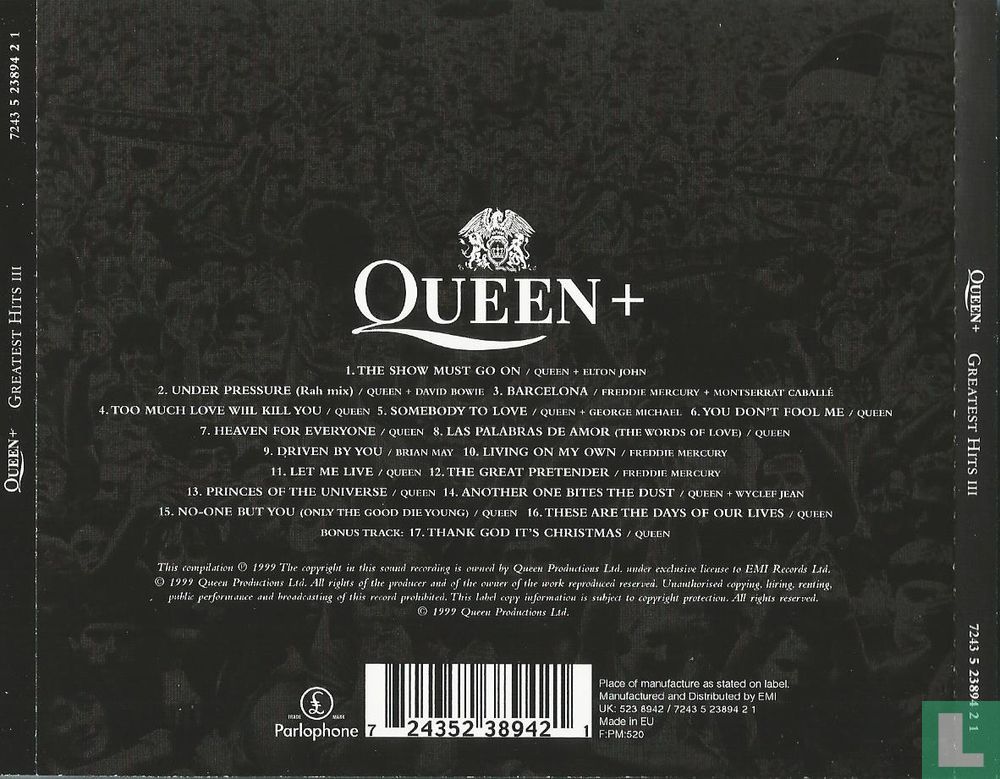 Greatest Hits III (Queen+) CD 7243-5-23894-2-1 (1999) - Queen