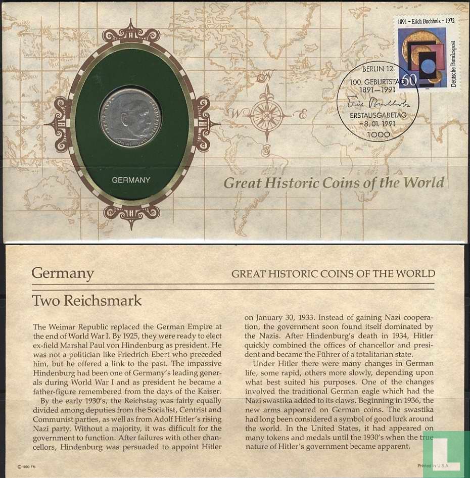 Duitse Rijk 2 reichsmark 1938 (Numisbrief) KM# 93 (1938) - Duitsland ...