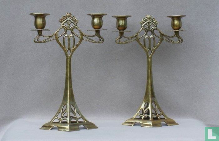 Two bronze candlesticks