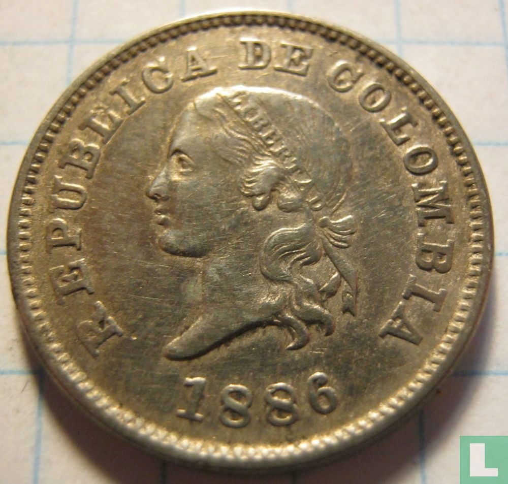 Colombie 5 centavos 1886 (type 2)