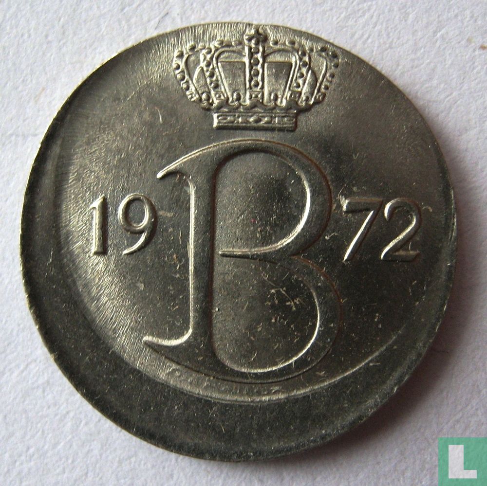 Belgium 25 centimes 1972 (NLD - misstrike)