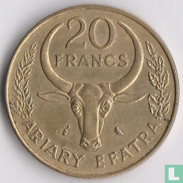 1989 Madagascar Coin 10 Francs Bovine head  "F A O"  issue better coin 