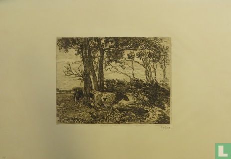 "Koeien onder bomen".