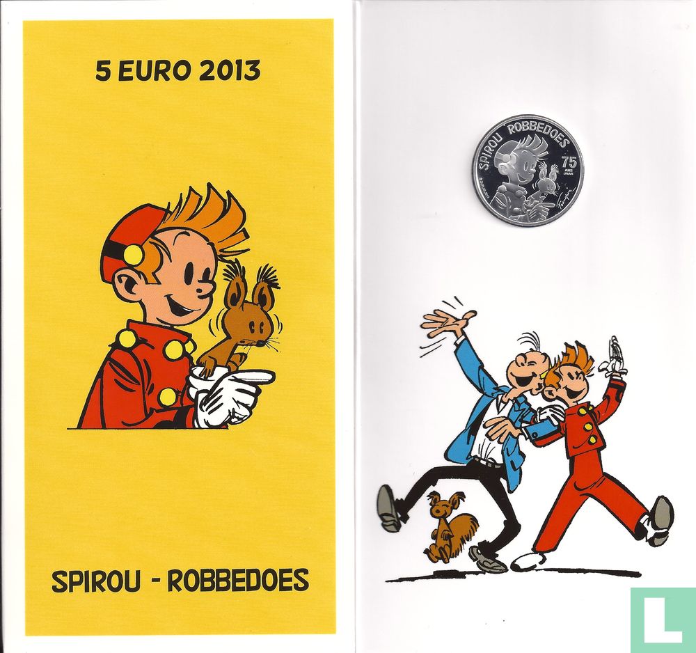 België 5 euro 2013 (PROOF - kleurloos) "75th anniversary of Spirou - Robbedoes"