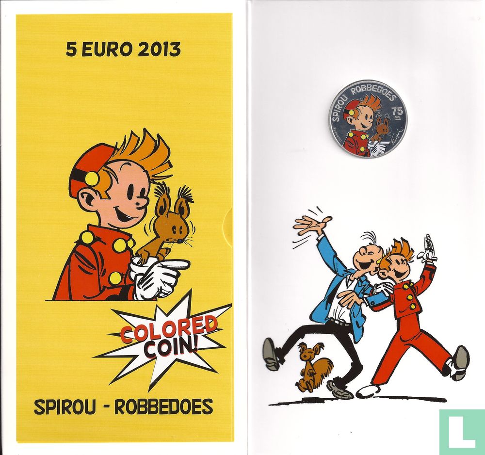 België 5 euro 2013 (PROOF - gekleurd) "75th anniversary of Spirou - Robbedoes"