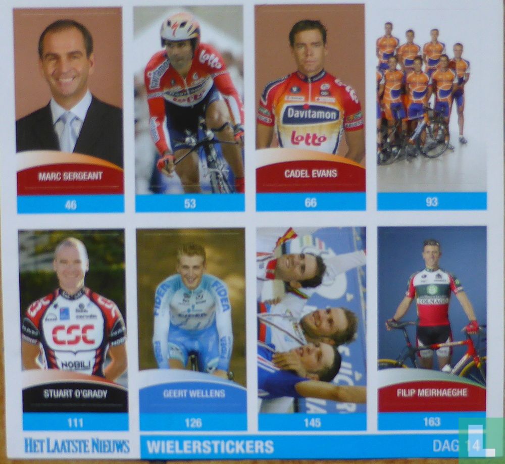 Wielerstickers DAG 14 Het Laatste Nieuws 