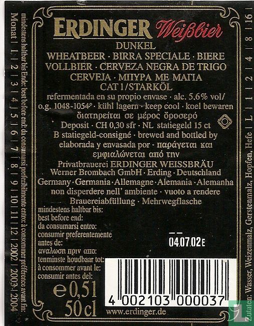 Erdinger Weissbier Dunkel