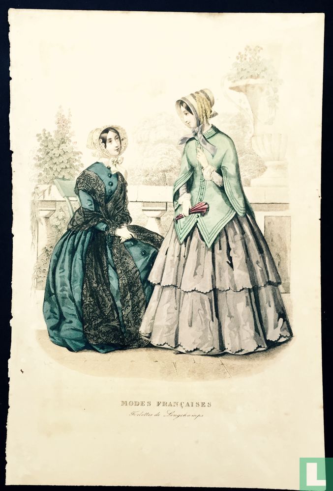 Toilettes de Longchamps, deux femmes à la terasse (1850-1853)