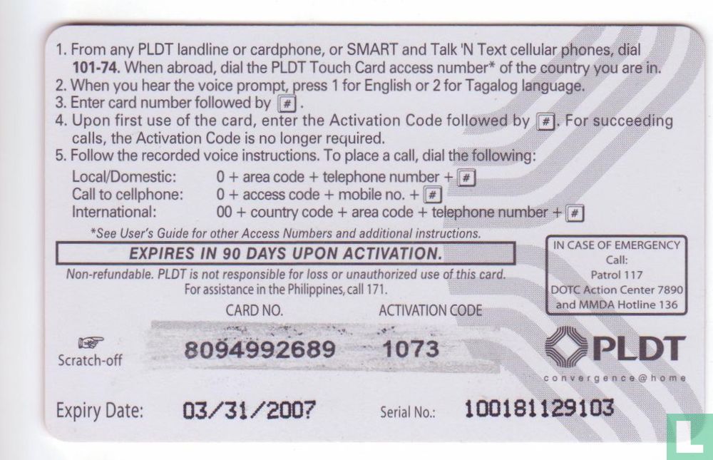 PLDT Touch card