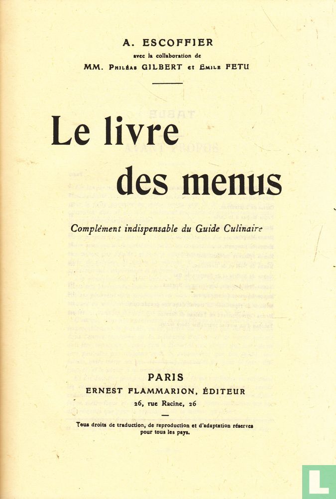 Livre des menus 