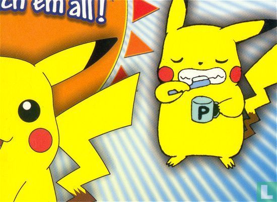Pikachu brushing teeth