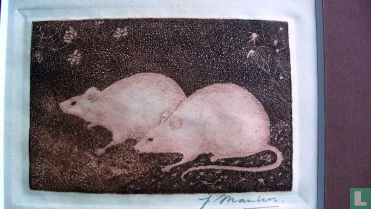 Twee Muizen in rode inkt