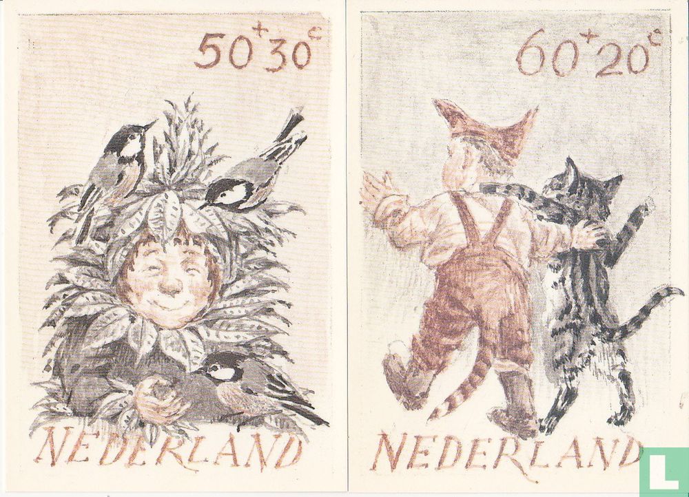Kinderpostzegels 1982 envelop met 4 kaarten (1982) - Kinderpostzegels