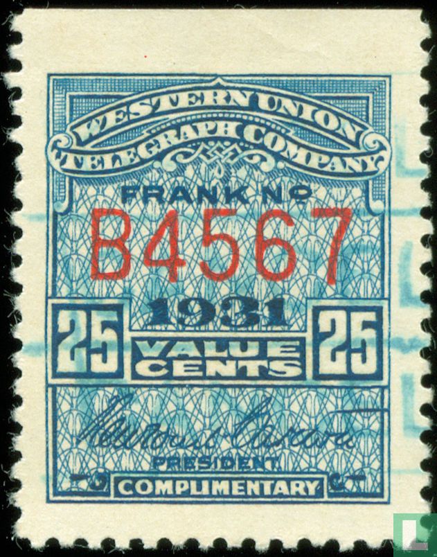 Western Union Telegraph Company 25 C (1931) - American Bank Note Co. -  LastDodo