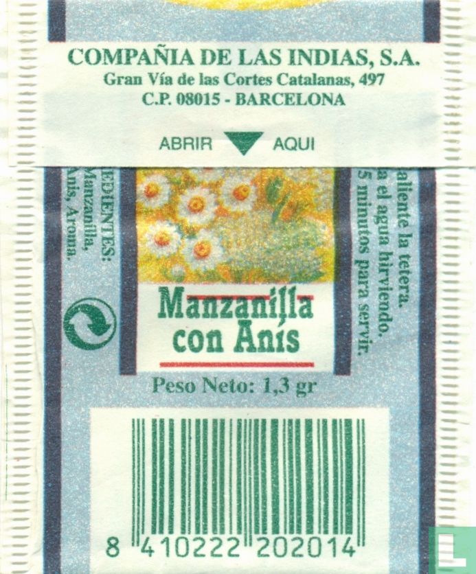 Manzanilla con Anís infusión 10u Compañia de las Indias