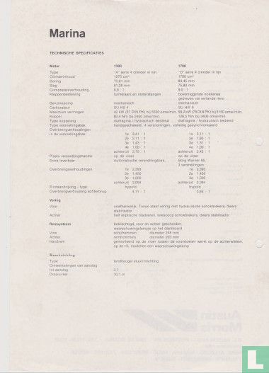 Austin Morris Marina technical data